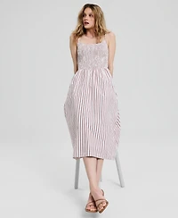 And Now This Women's Scoop-Neck Smocked Cotton Midi Dress, Macy's Exclusive