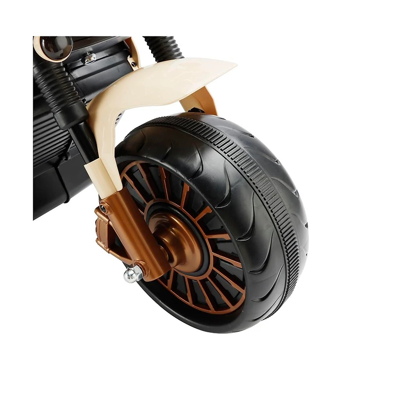 Bruce & Shark Dual Motor Kids Ride-On Motorcycle, 3-Wheel with Led Light & Wide Tires