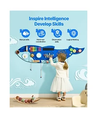Slickblue Orca Activity Wall Busy Board Panels, 12 Activities, Montessori Sensory Wall Toy for Kids 3-12 Years