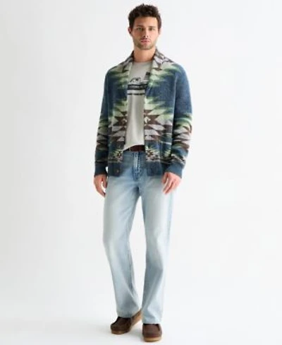Lucky Brand Mens Shawl Collar Cardigan Paired With The Flag Truck Graphic Tee 363 Vintage Straight Fit Jeans