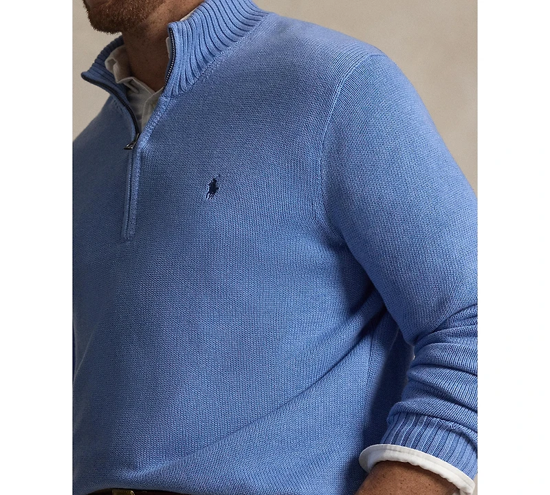 Polo Ralph Lauren Men's Big & Tall Cotton Quarter-Zip Sweater