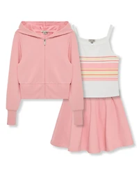 H by Habitual Girls' 7-16 Long-Sleeve Hoodie, Skort and Top, 3-Piece Set