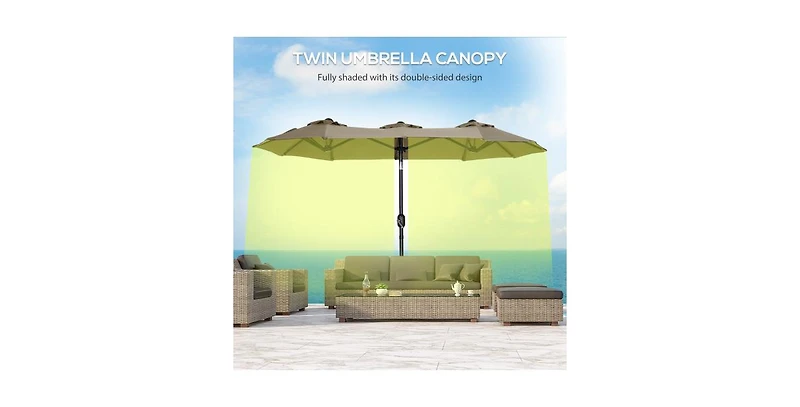 One Simple Deluxe 7.5' Patio Outdoor Table Market Yard Umbrella with Push Button Tilt