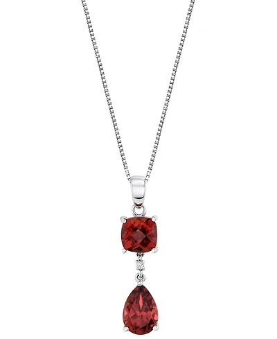 Macy's Garnet (4-5/24 ct. t.w.) & Diamond Accent Pendant Necklace in Sterling Silver