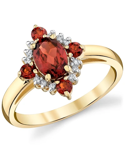 Macy's Garnet (1-11/40 ct. t.w.) & Diamond (1/10 ct. t.w.) Ring in 10k Yellow Gold