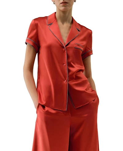 Lilysilk Women's Lsxes Contrast-Trimmed Silk Shirt