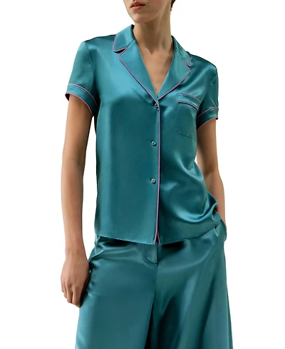 Lilysilk Women's Lsxes Contrast-Trimmed Silk Shirt