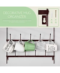 Sorbus 6-Tier Wall Mounted Metal Mug Holder Rack - Display Organizer for Coffee Mugs, Tea Cups, Mason Jars, and More Holds 27 Mugs