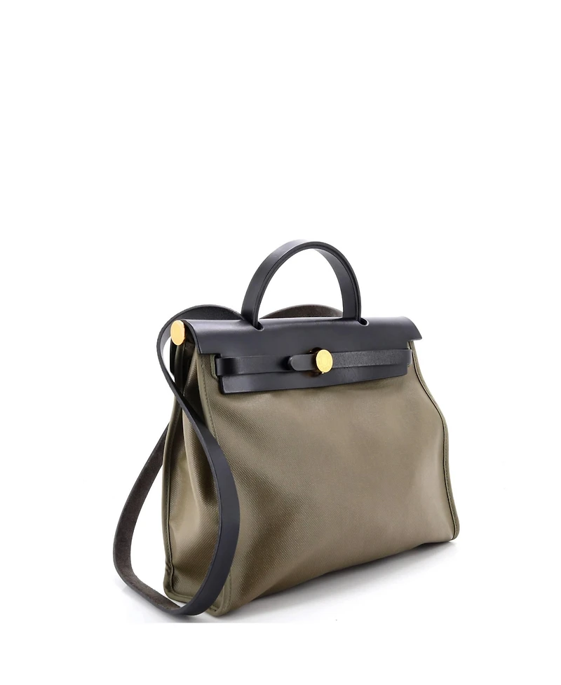 Pre-Owned Hermes Herbag Zip Leather and Toile