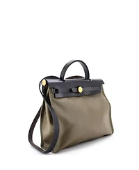 Pre-Owned Hermes Herbag Zip Leather and Toile