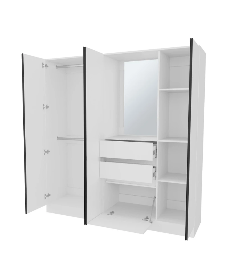 Fm Furniture Canyon Wardrobe Organizer with Mirror and Storage Compartments