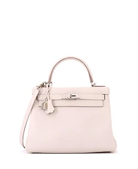 Pre-Owned HERMES Kelly 28 Handbag Light Togo with Palladium Hardware