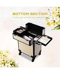 Byootique 2-Piece Makeup Train Case Cosmetic Organizer Kit Pure ForgetMeNot