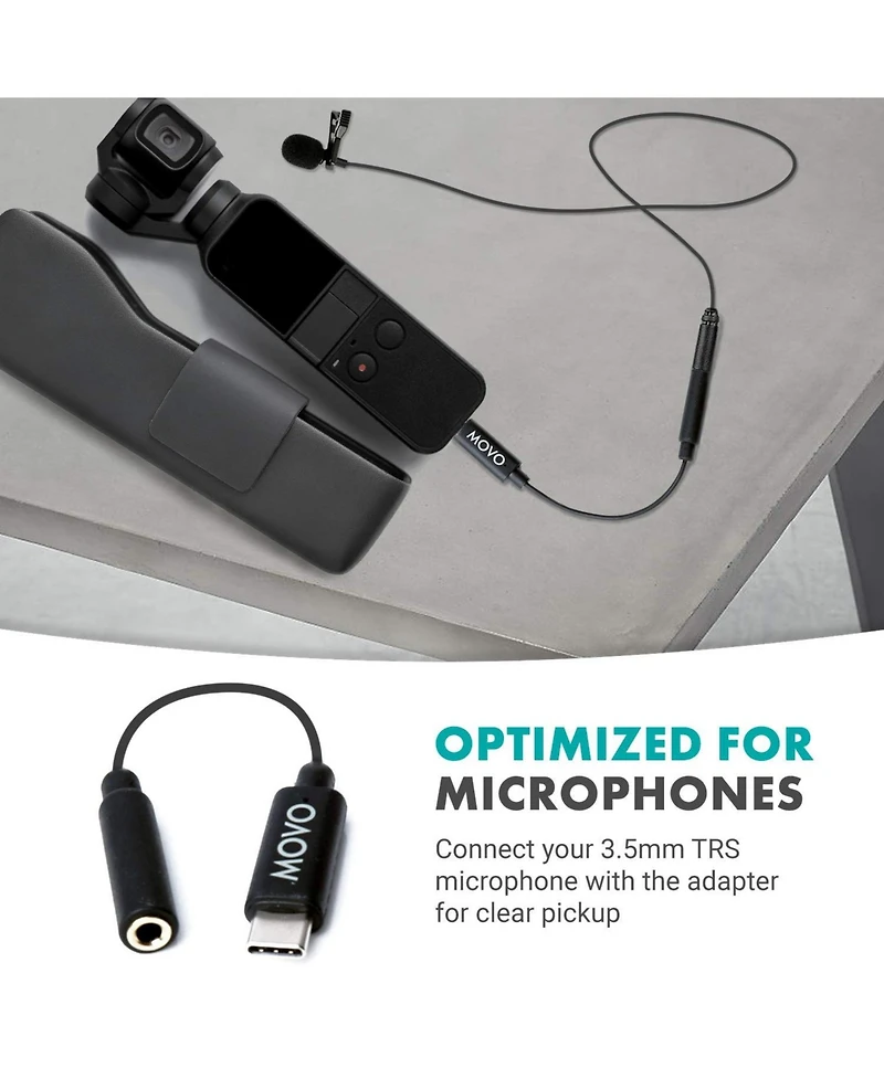 Movo Pma-1 Female 3.5mm Trs Microphone Audio Adapter Cable Compatible with The Dji Osmo Pocket