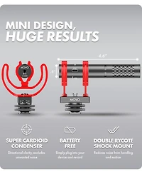 Movo X1-Mini Video Shotgun Mic - Supercardioid 3.5mm/Usb-c Analog/Digital Microphone for Cameras, Smartphones, Computers