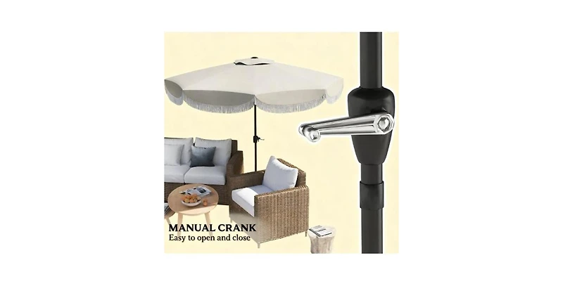 Flynama One 10ft Outdoor Market Patio Umbrella with 8 Sturdy Ribs, Tilt/Crank Push Button for Garden, Deck, Backyard and Pool