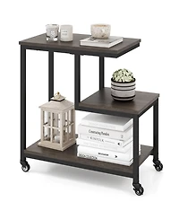 sumyeg G-shaped Side Table 3-Tier Mobile End Table with Open Shelves
