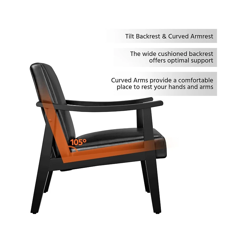 Yaheetech Modern Accent Chair Mid-Century Upholstered Armchair