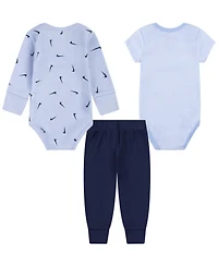 Nike Baby Boys' and Girls' Crewneck Bodysuits Pants, 3-Piece Set