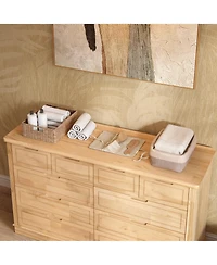Homsee Solid Wood Changing Table with 10 Drawers and Guardrails,Chest of Drawers