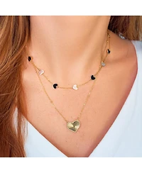 The Lovery Onyx Heart Station Necklace 14K Gold