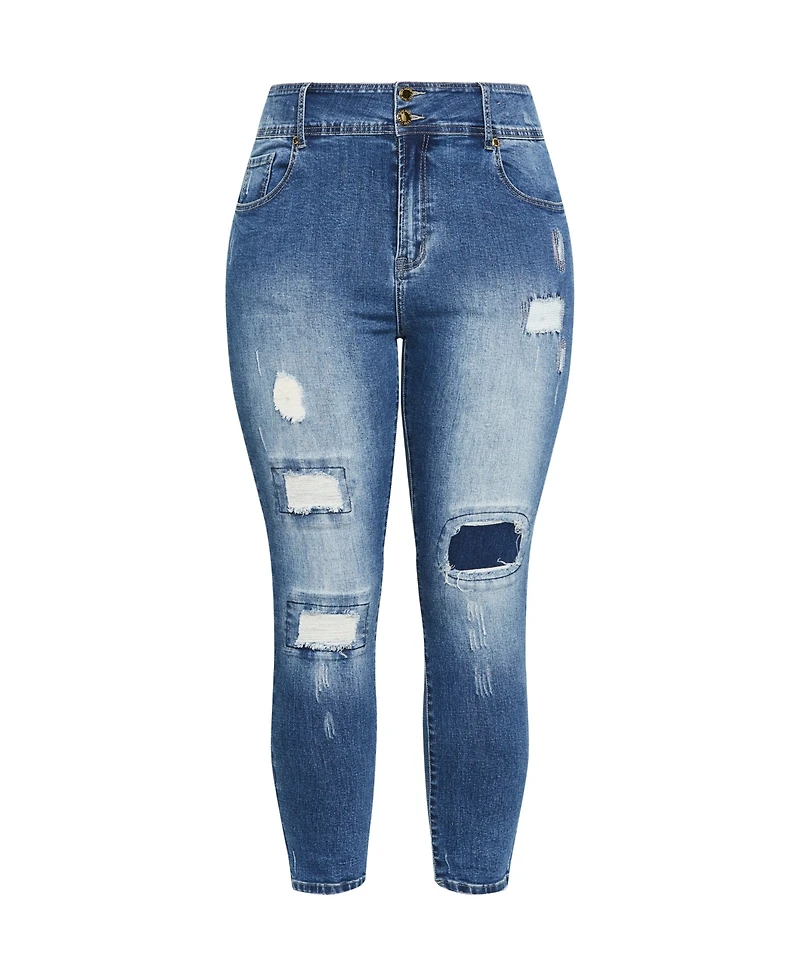 City Chic Plus Patched Apple Skinny Jean