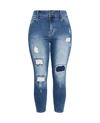 City Chic Plus Patched Apple Skinny Jean