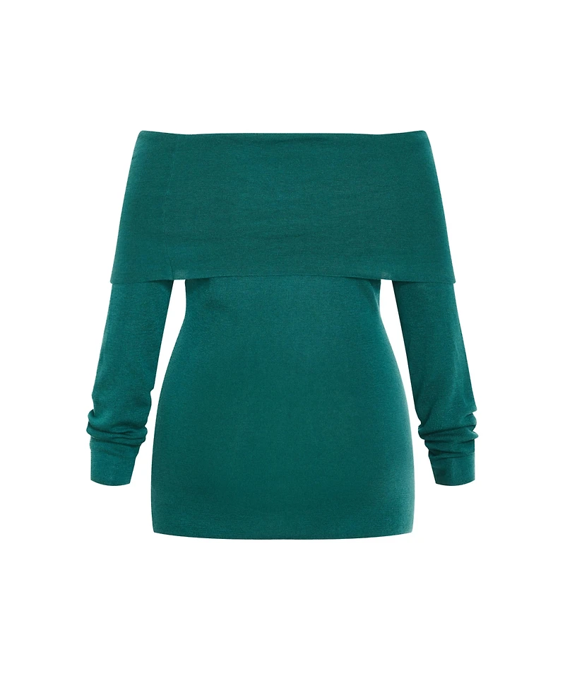 City Chic Plus Florence Off Shoulder Jumper