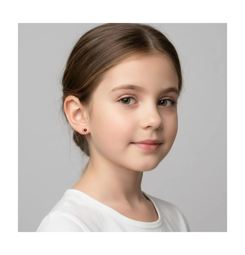 GiGiGirl Adorable 14K Gold Plated Red Cubic Zirconia Stud Earrings for Teens