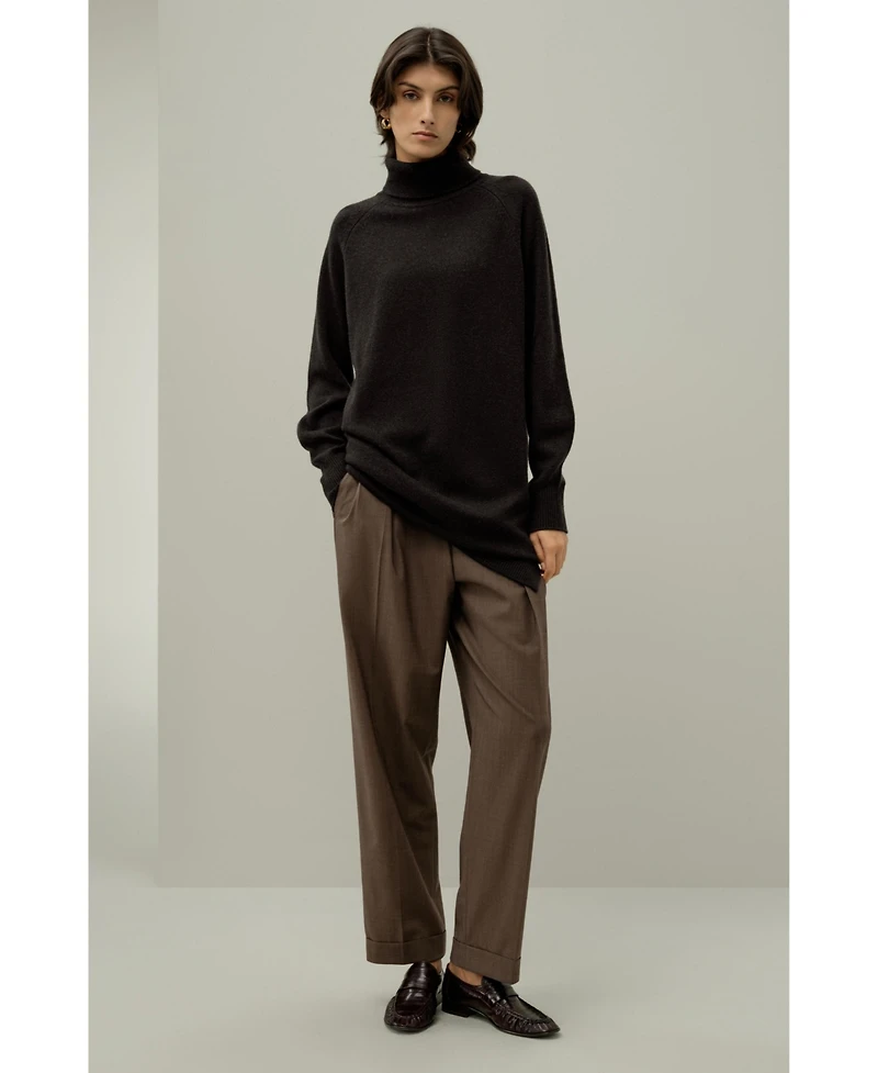 Lilysilk Women's Wool-Cashmere Turtleneck Sweater Dress