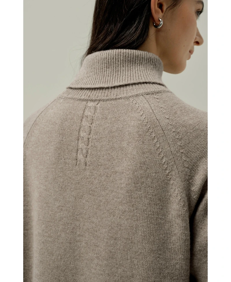 Lilysilk Women's Wool-Cashmere Turtleneck Sweater Dress