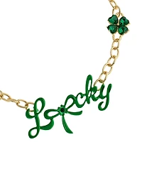 Betsey Johnson Faux Stone Paddy's Princess Lucky Bib Necklace
