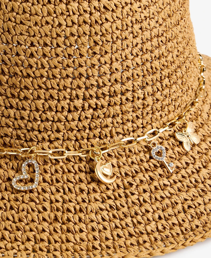 On 34th Charm Trim Paper Crochet Bucket Hat, Macy's Exclusive