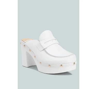 Lyrac Recycled Leather Platform Clogs White
