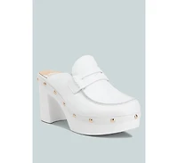 Lyrac Recycled Leather Platform Clogs White