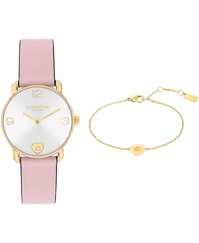 Coach Women's Elliot Blush Leather Strap Giftset Watch, 28mm