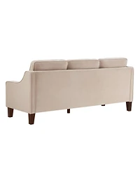 Streamdale Furniture Velvet 3-Seat Sofa with Wood Legs, Taupe