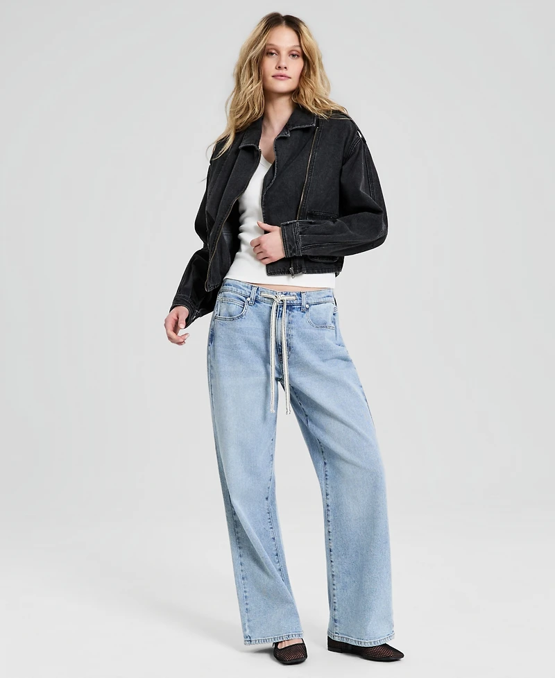 And Now This Women's Denim Zip-Front Moto Jacket, Macy's Exclusive