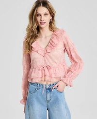 And Now This Women's Embroidered Ruffled Top, Macy's Exclusive