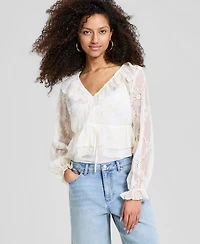 And Now This Women's Embroidered Ruffled Top, Macy's Exclusive
