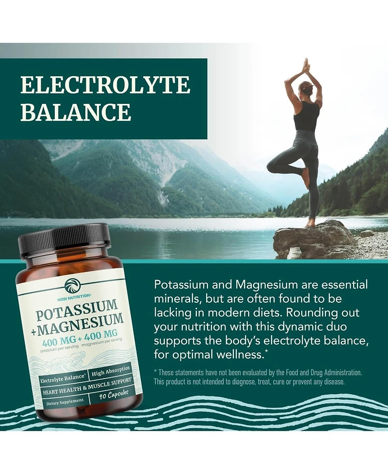 Nobi Nutrition Potassium Magnesium Capsules, 90ct