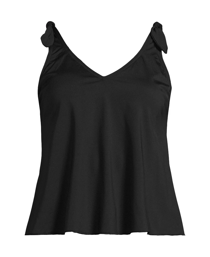 Lands' End Women's Tie Shoulder Flutter Tankini Top
