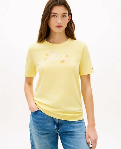 Tommy Hilfiger Women's Graphic Floral Crew Neck T-Shirt