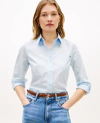 Tommy Hilfiger Women's Clip Dot Roll-Tab Collared Shirt