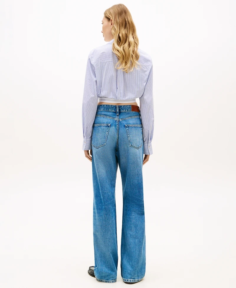 Tommy Hilfiger Women's Poplin Cropped Collared Shirt