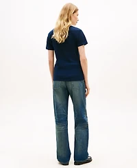 Tommy Hilfiger Women's Rib Slim V-Neck Short-Sleeve T-Shirt