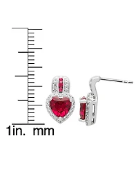Macy's Lab Grown Ruby (3.3 ct. t.w.) & Lab Grown White Sapphire (0.52 ct. t.w.) Earrings in Sterling Silver