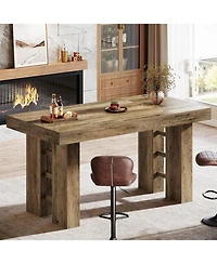 Tribesigns 63-Inch Long Bar Table, Farmhouse Rectangular Counter Height Pub Table, Wood Home Bar Unit