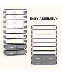Tribesigns 10-Tier Shoe Rack, with 4 Bins Drawers, for 32 Pairs Shoes