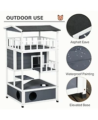Aostirmotor Cat House with Asphalt Roof, Escape Doors,Condo, Jumping Platform